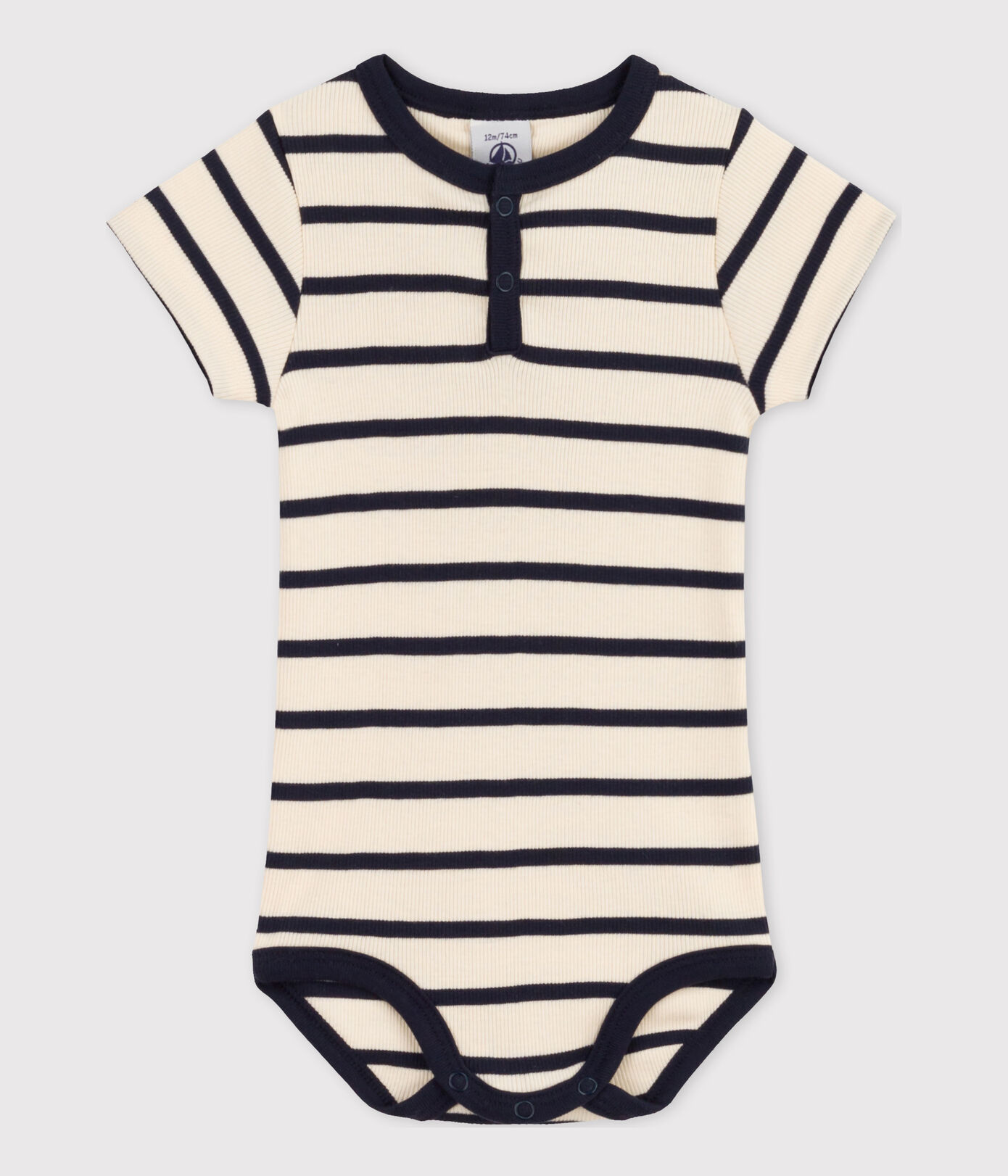 Body manches courtes bébé en maille côtelée rayée