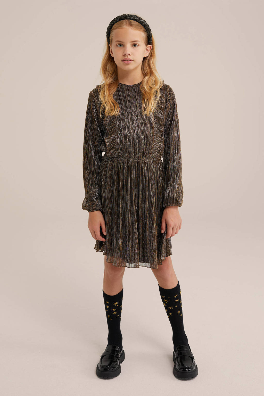 WE Fashion semi-transparante jurk goud