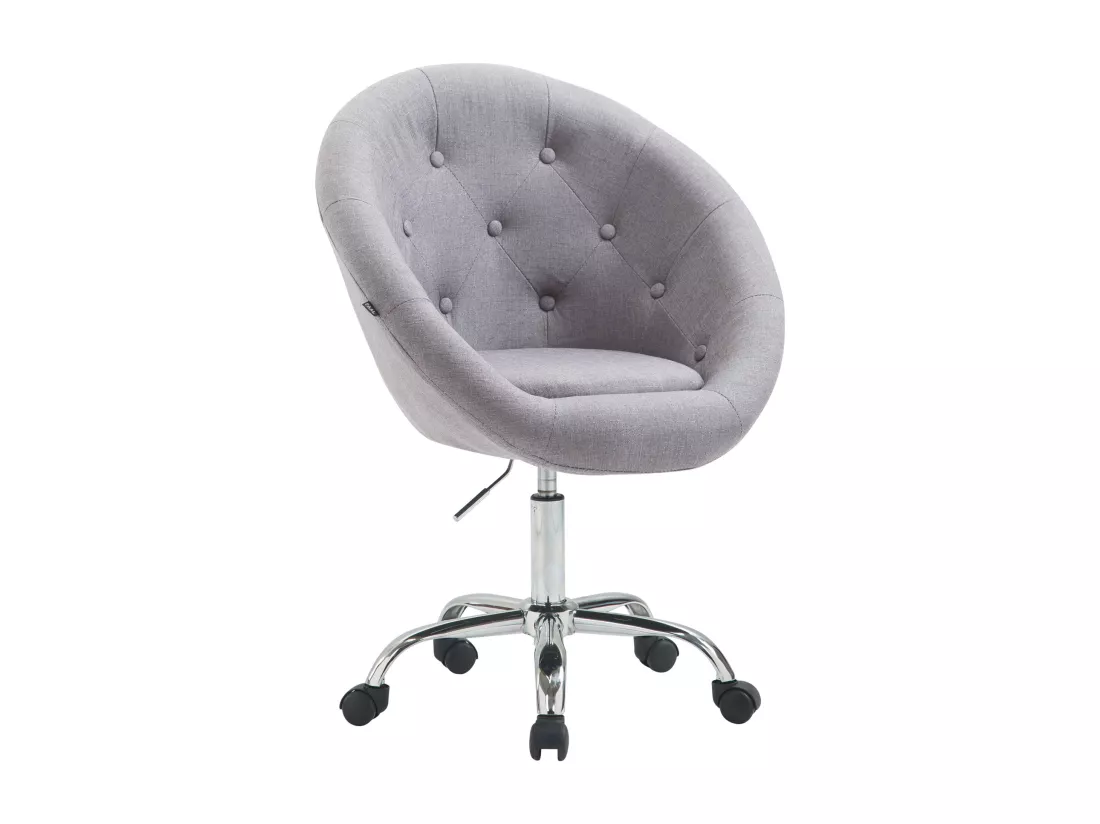 Tabouret de bureau - Tissu & Métal chromé - Gris - London V2 Stoff