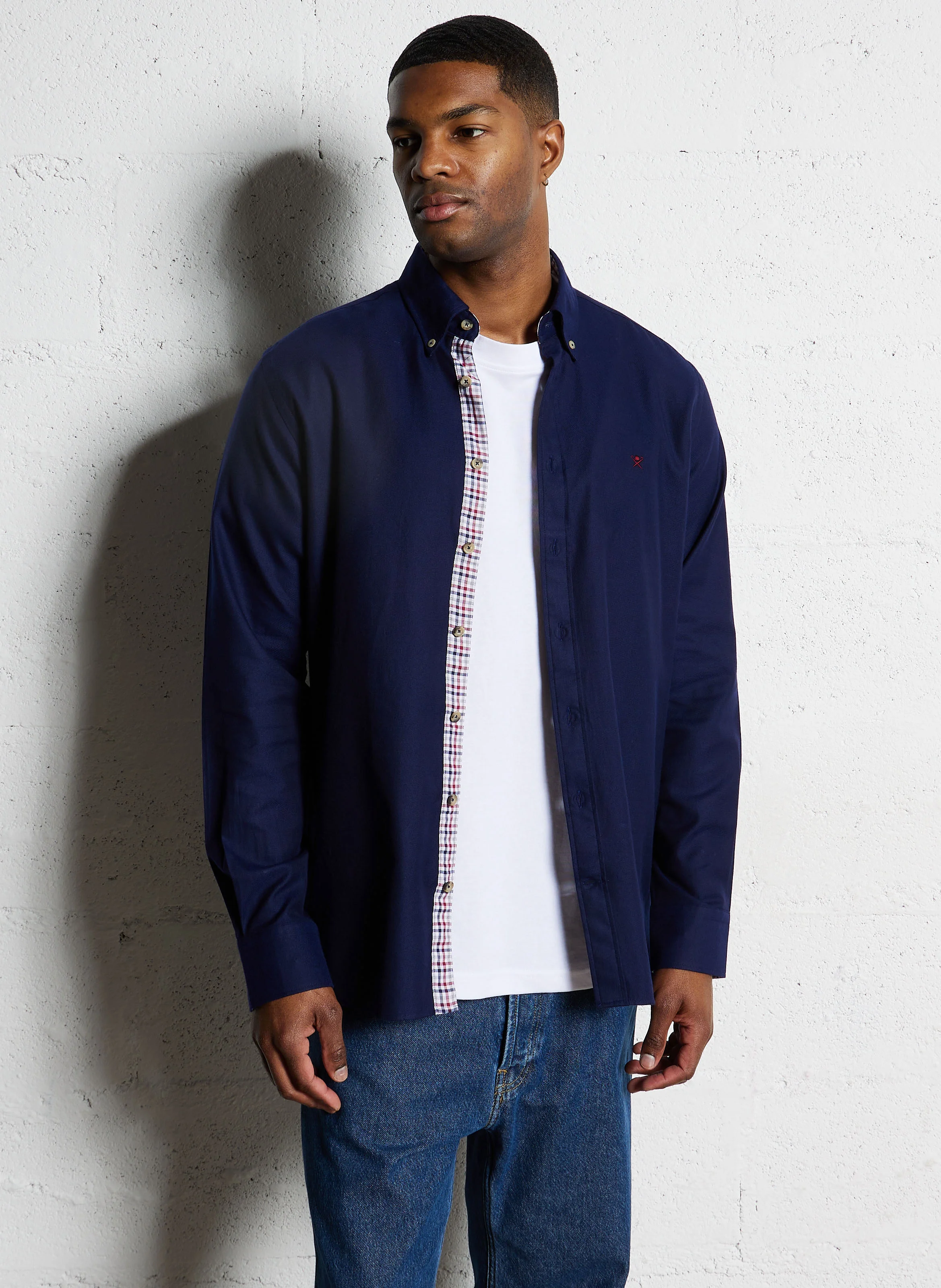 Chemise droite en coton | Bleu