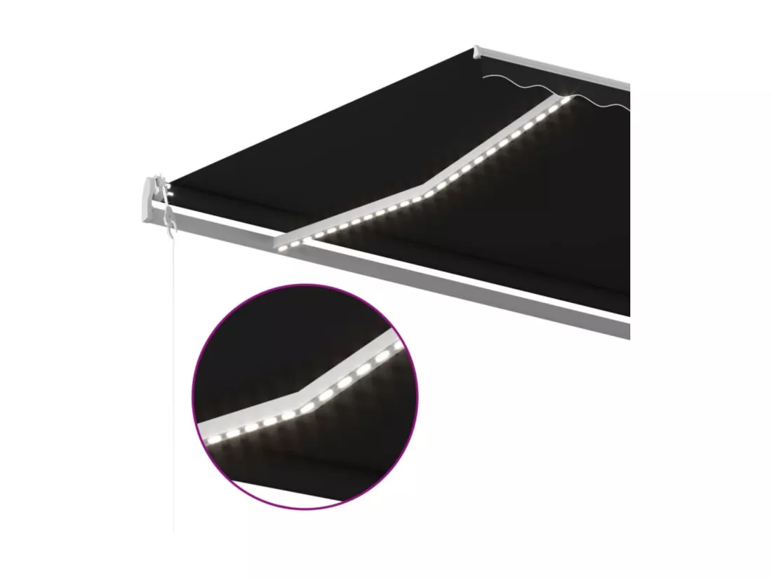 Auvent automatique et capteur de vent/LED 500x300 cm Anthracite