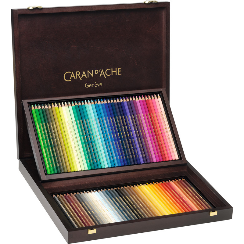 Caran d'Ache Farbstifte Supracolor Aquarelle, 120 Stück, in Holzkoffer, assortiert