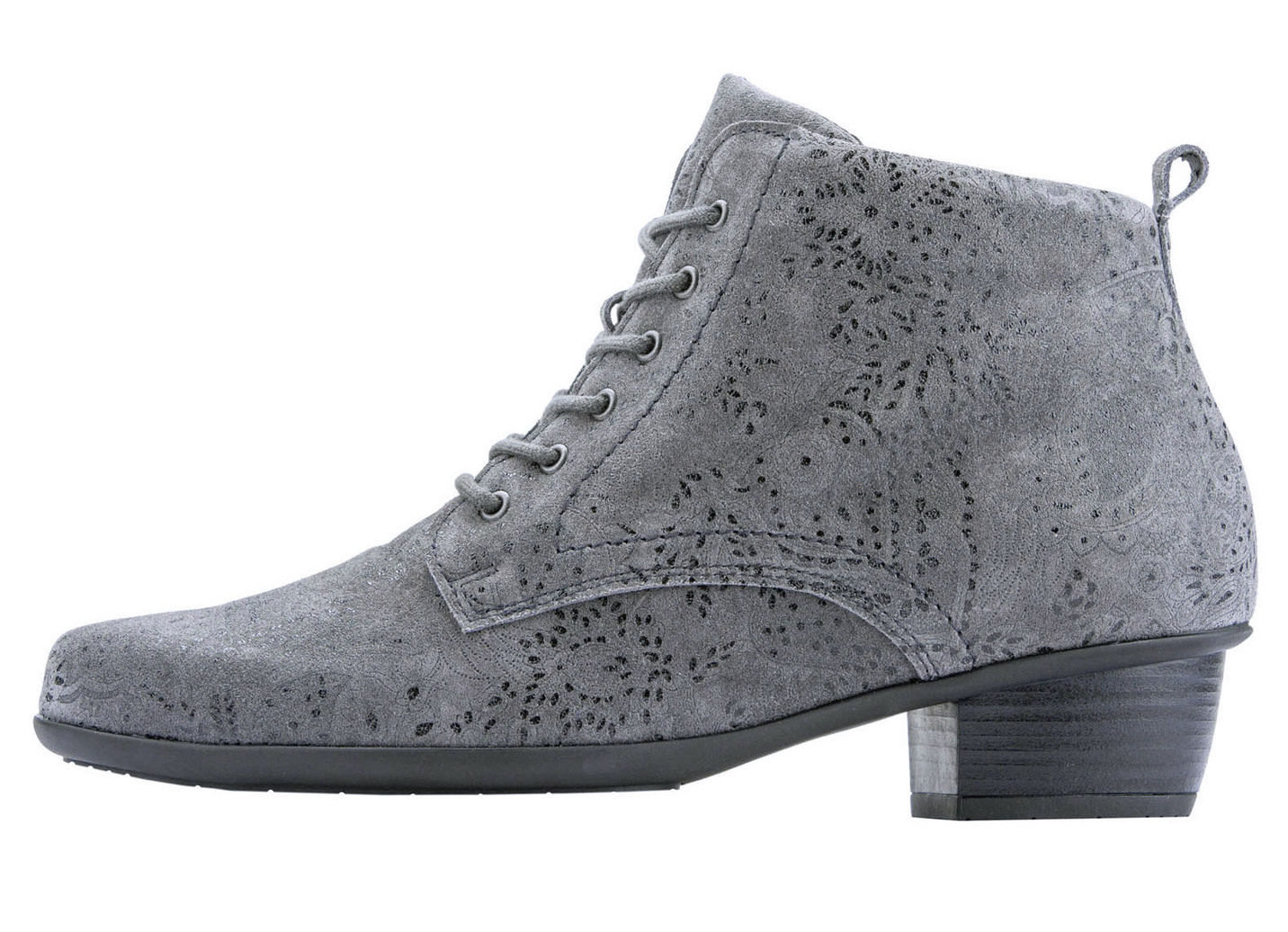 Waldläufer Schnür-Stiefelette mit floraler Prägung