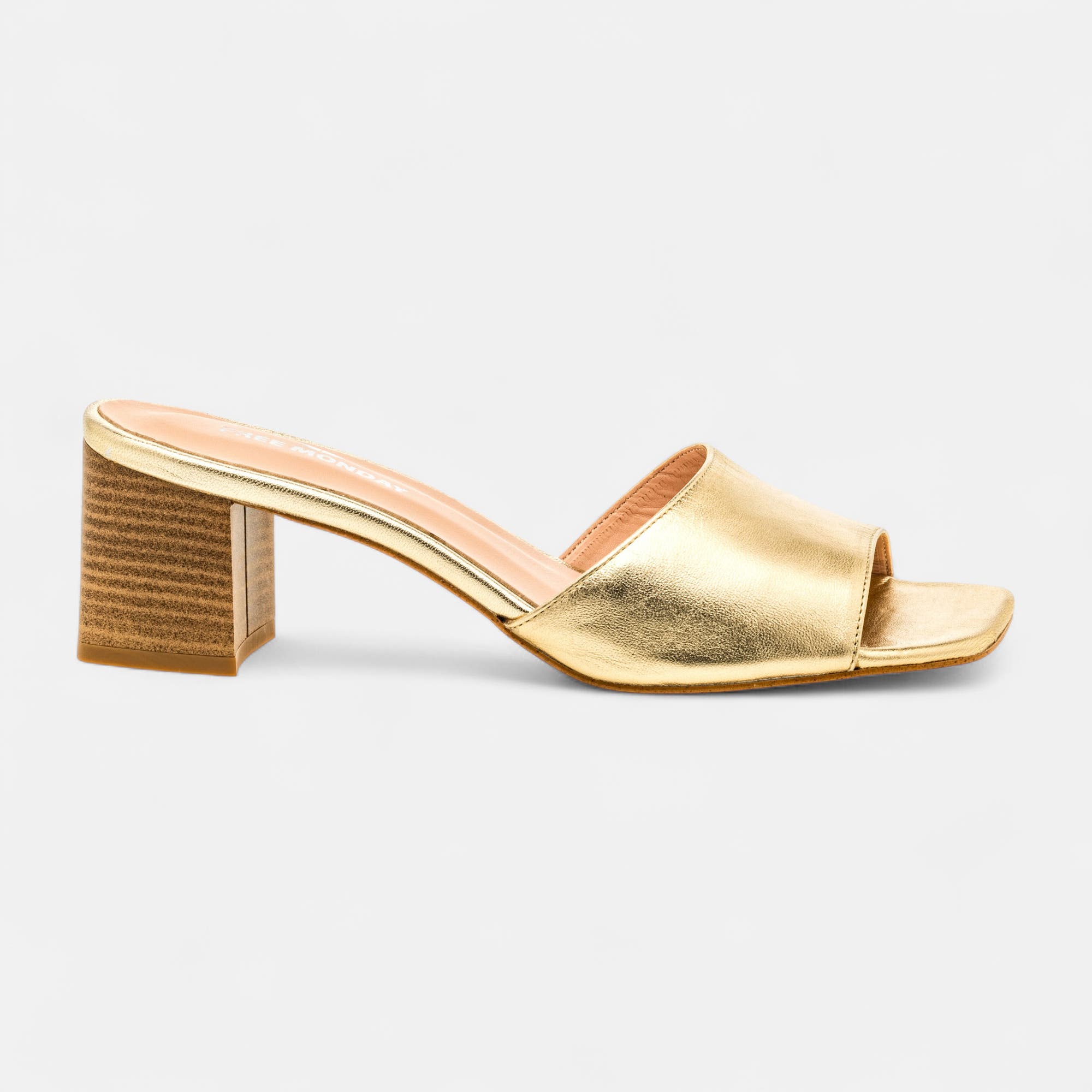 Mules à talon Femme en cuir or