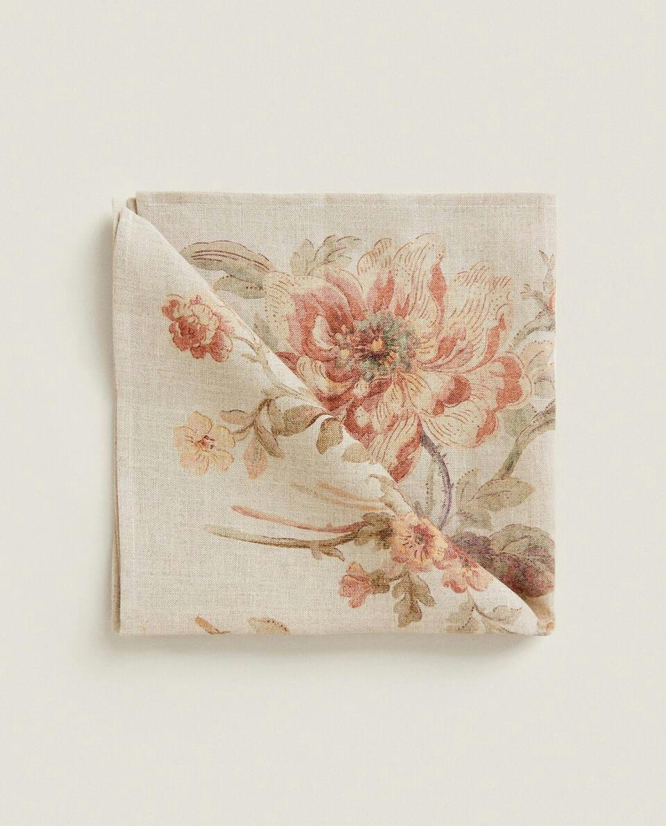 Guardanapo de linho com estampa floral (pacote com 2)