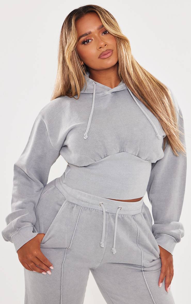 Gris Clair Sweat À Casynthétiqueche Court Taille Froncée Shape