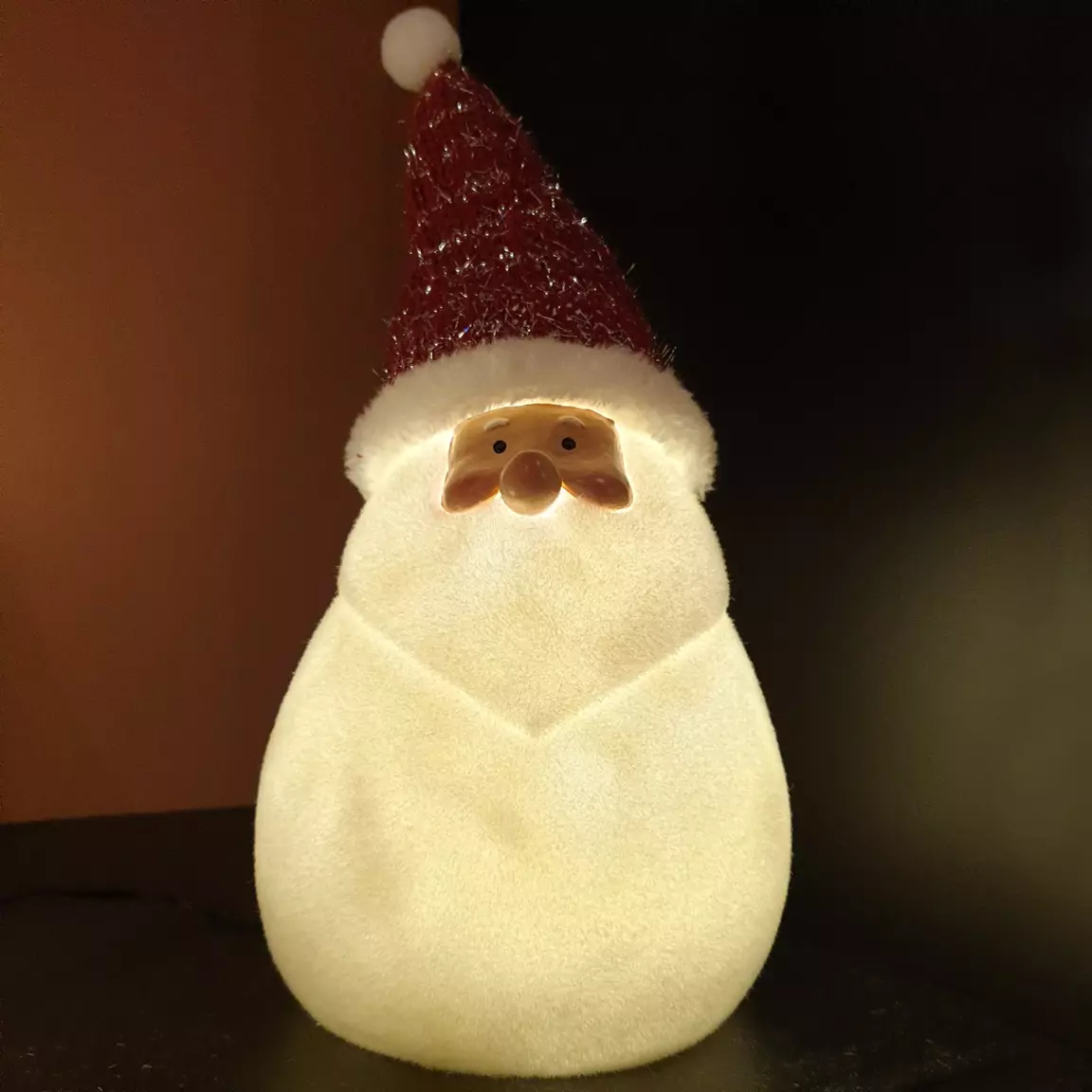 Père Noël lumineux à piles 4 LED (H31 cm) Ennry Blanc chaud