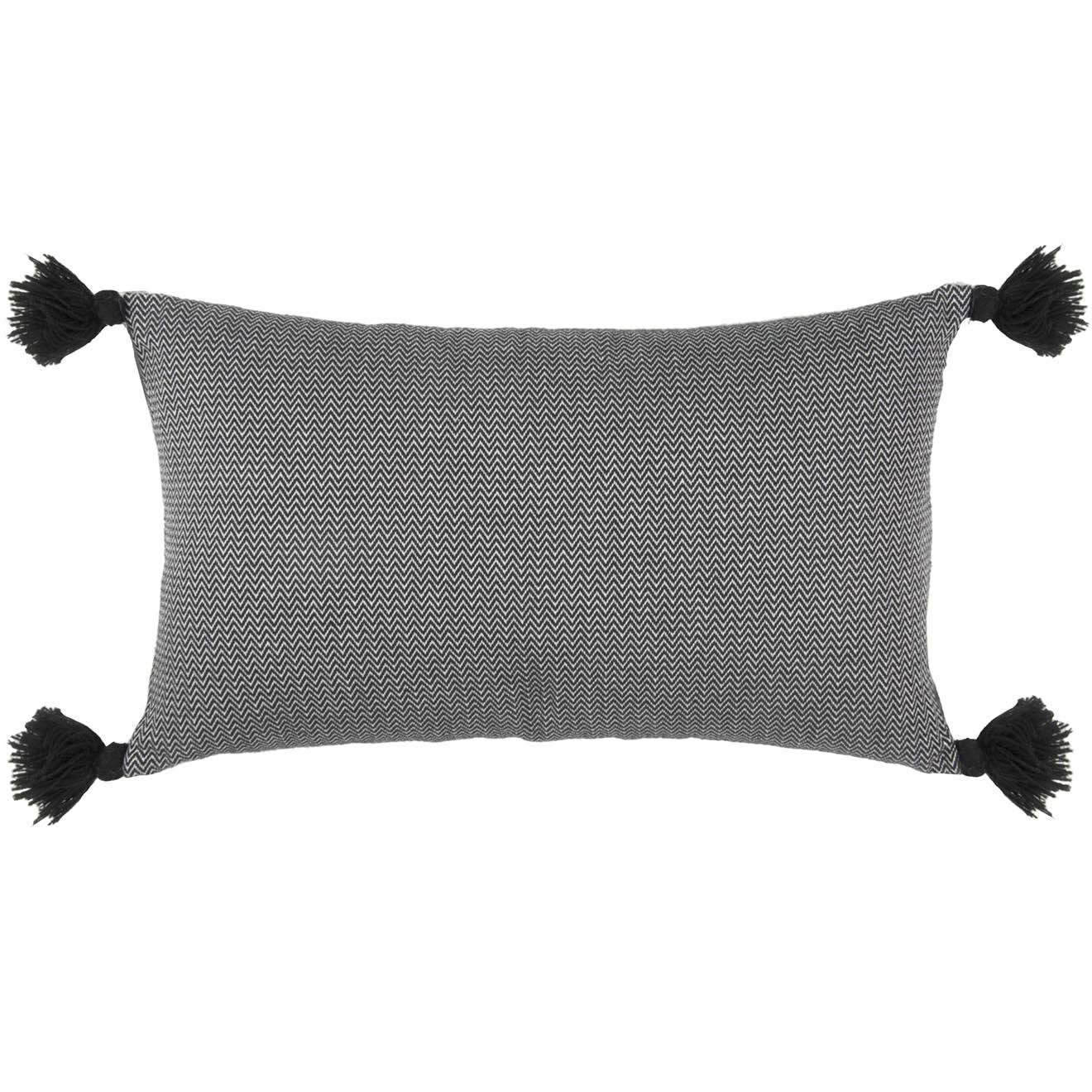 Febronie Housse de coussin chevron Stockholm noire - 50x30 cm
