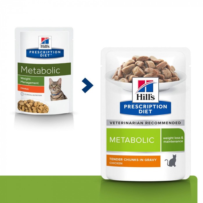 HILL'S Prescription Diet Metabolic en Sachets au Poulet - Pâtée pour chat