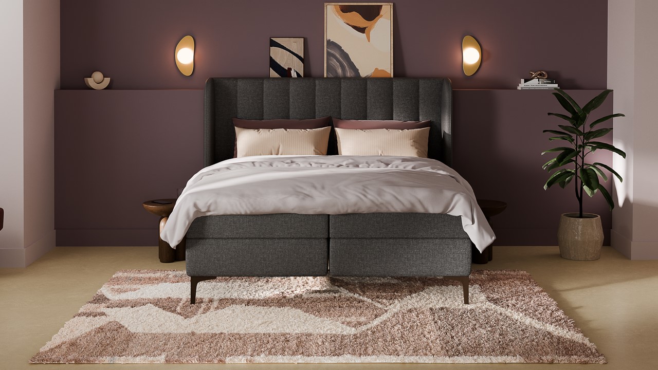Boxspring Ivory - Linen touch dark grey