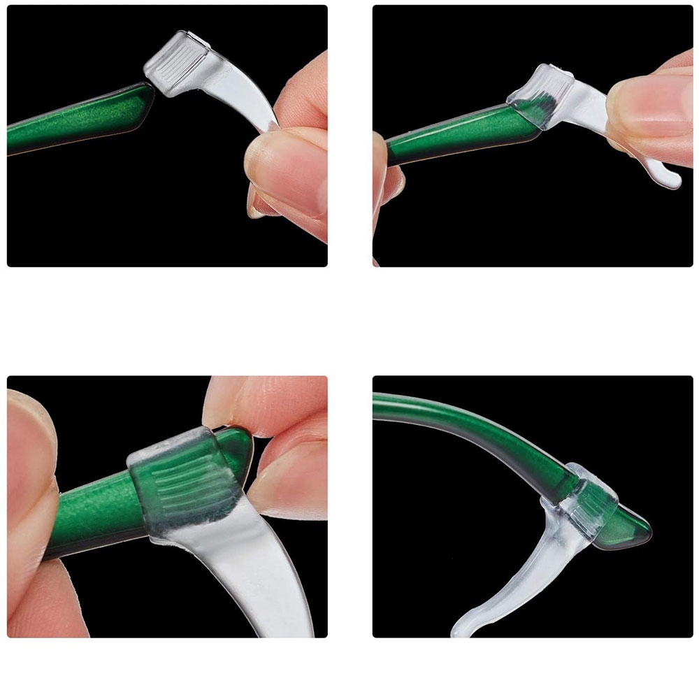 (4 Paar) 34x13mm Sport Brillen Bügel Halterung Anti-Rutsch Silikon Ohrhaken - Transparent