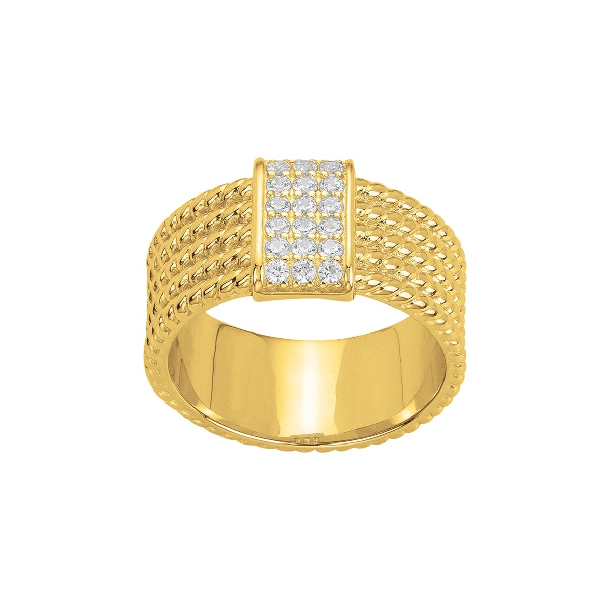 Bague en Plaqué Or avec oxyde de zirconium blanc