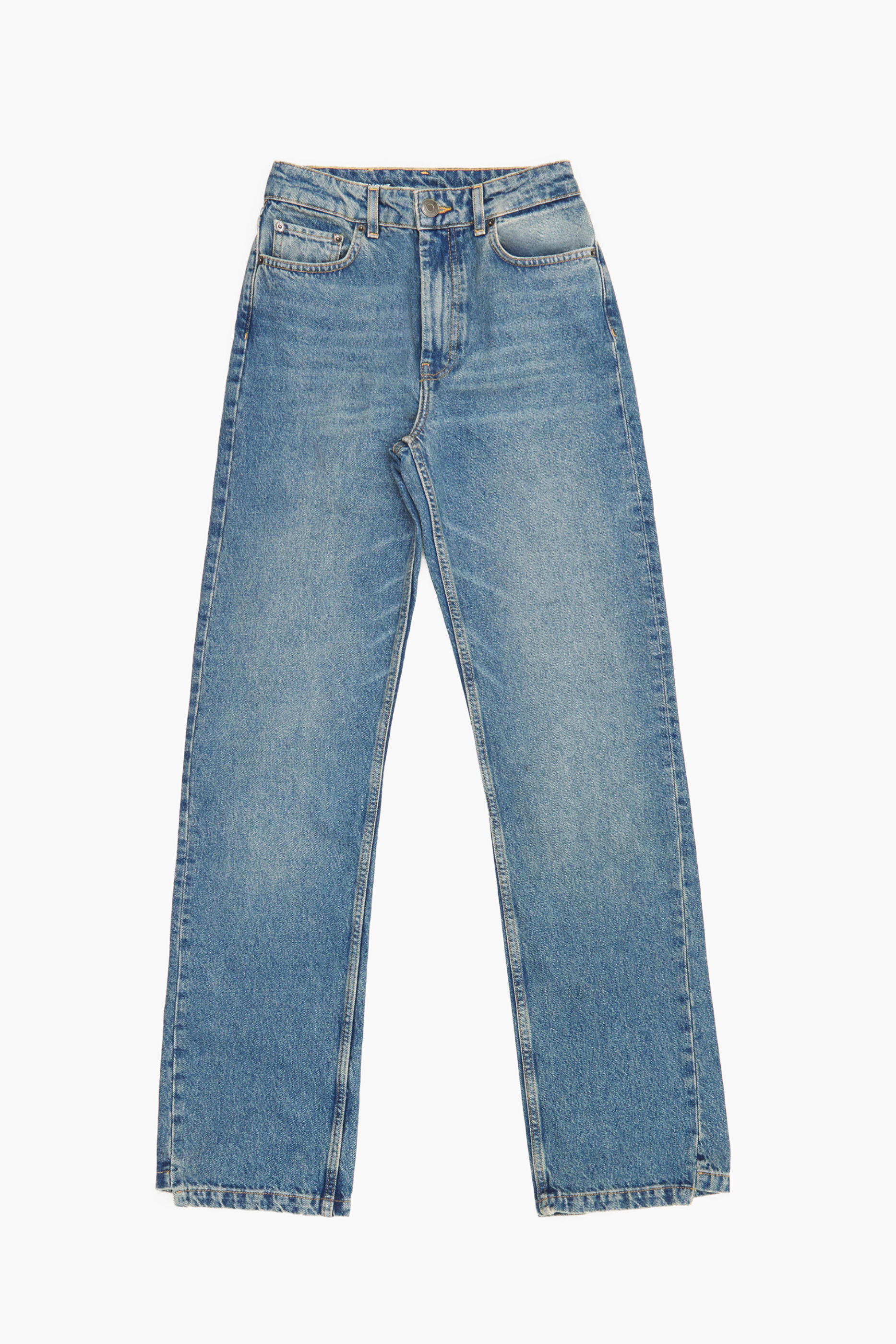 CALÇA JEANS RETA DE COMPRIMENTO TOTAL - Calça jeans azul reta