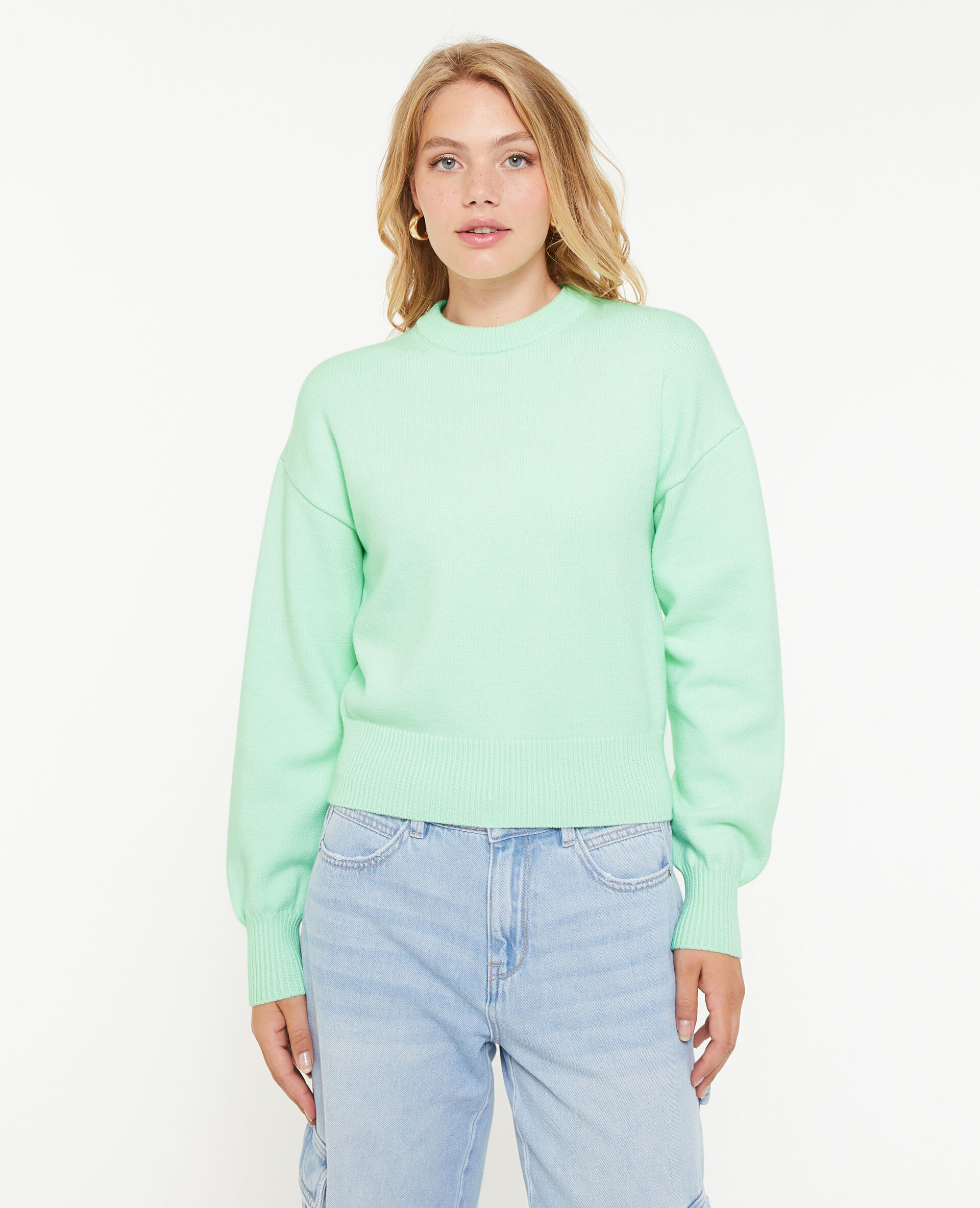 Pull col rond - Vert clair