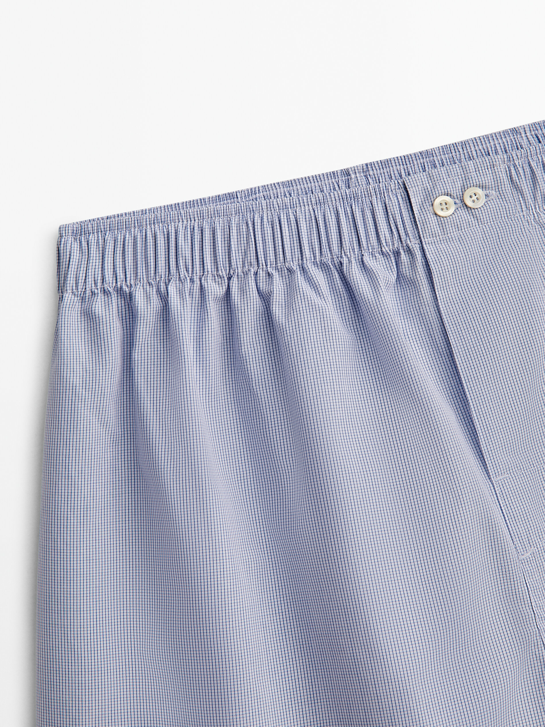 Cueca de popeline com estampa xadrez micro - AZUL