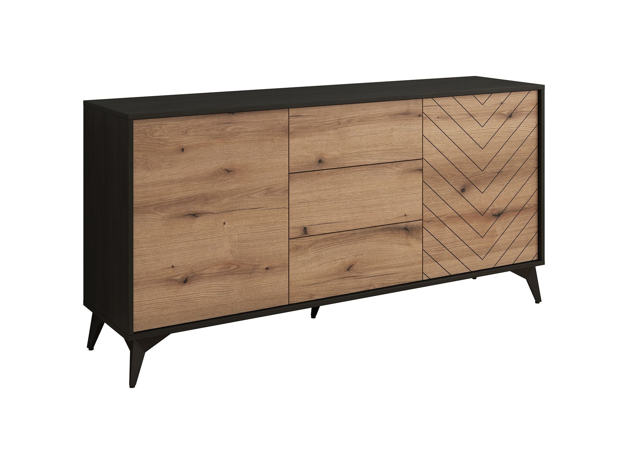Dolores 4 - Dressoir - Eiken/zwart - 154x39x77 cm