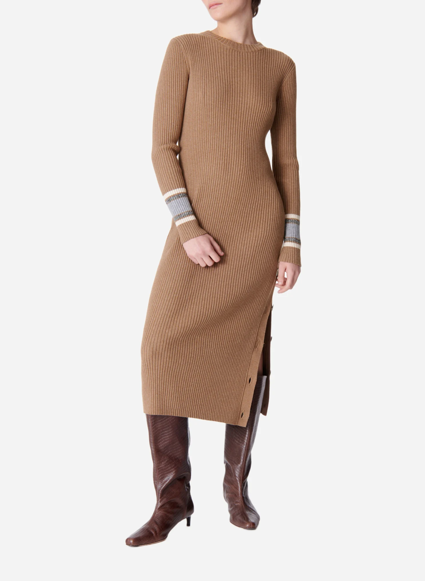 DAGMAR - Robe midi boutonnée| Marron