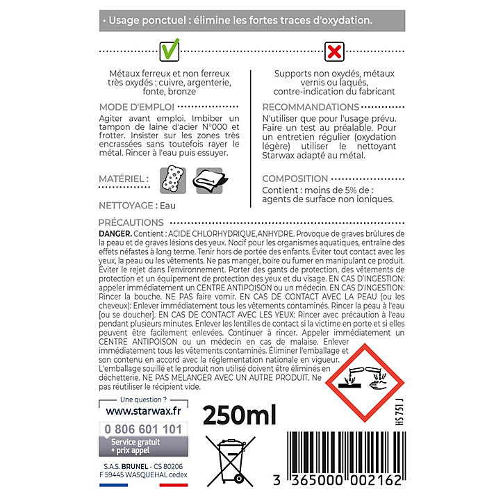 Décapant désoxydant métaux Starwax 250ml