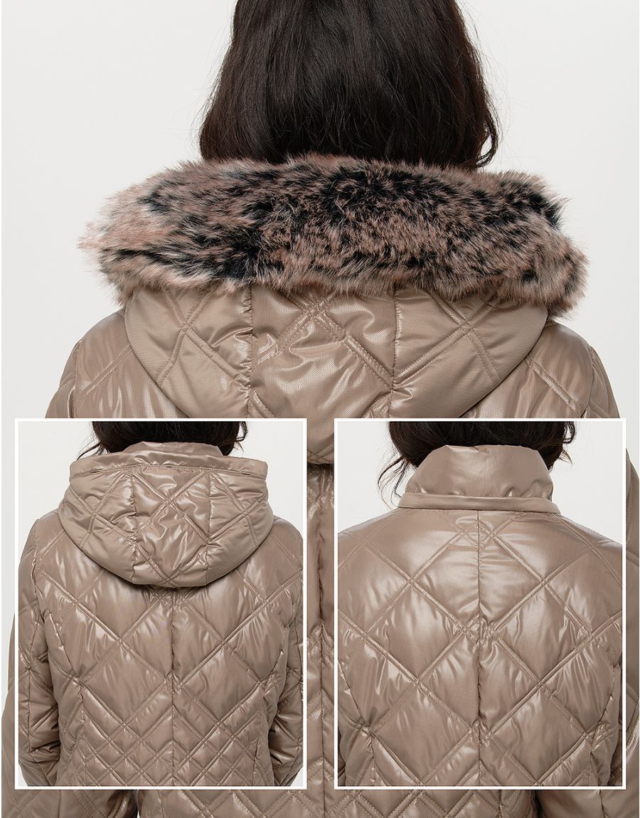 Doudoune beige capuche