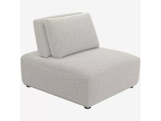 HABITAT - Canapé 3 places modulable en tissu bouclette avec dossier avance-recule - Gris perle - Rudolf