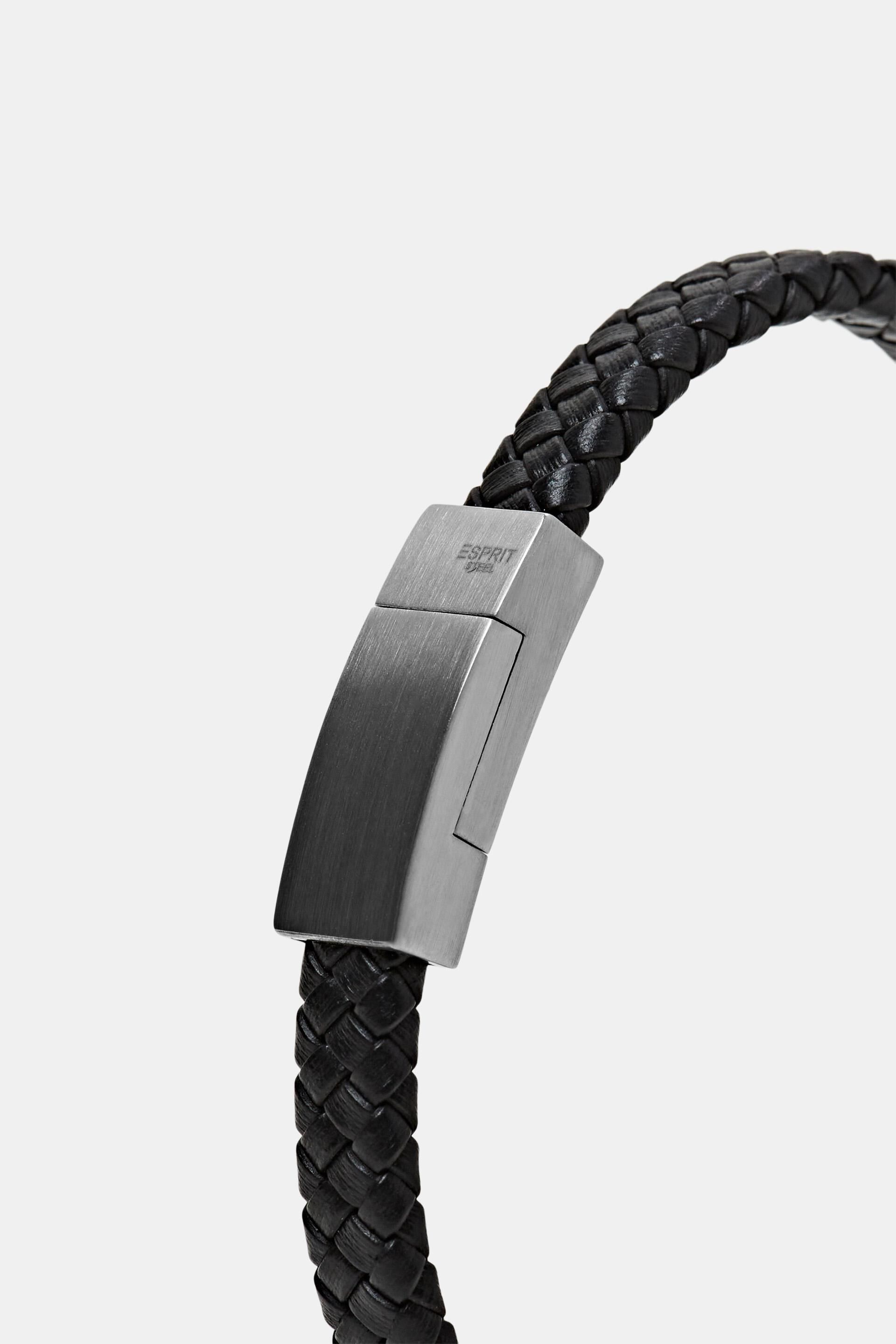 Bracelet d’aspect cuir tressé à fermoir
