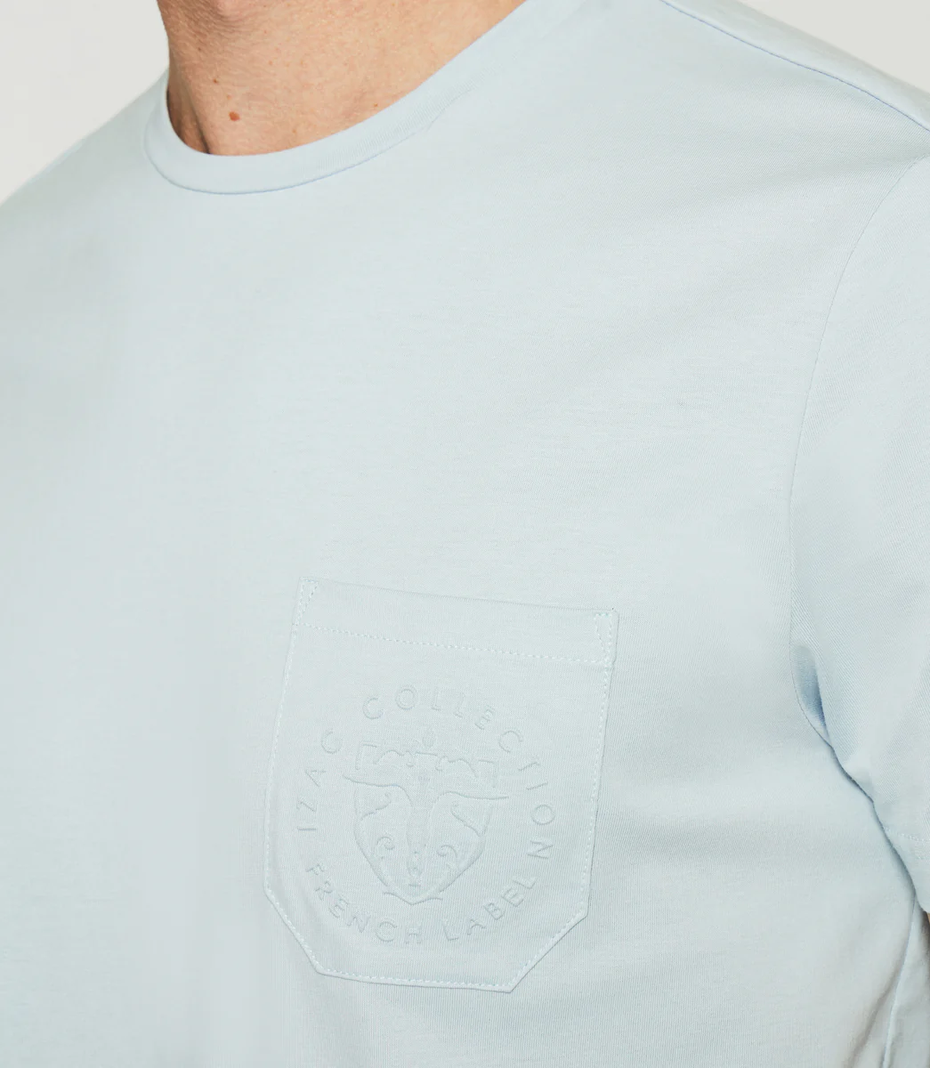 T-shirt à manches courtes uni bleu ciel GABRIEL