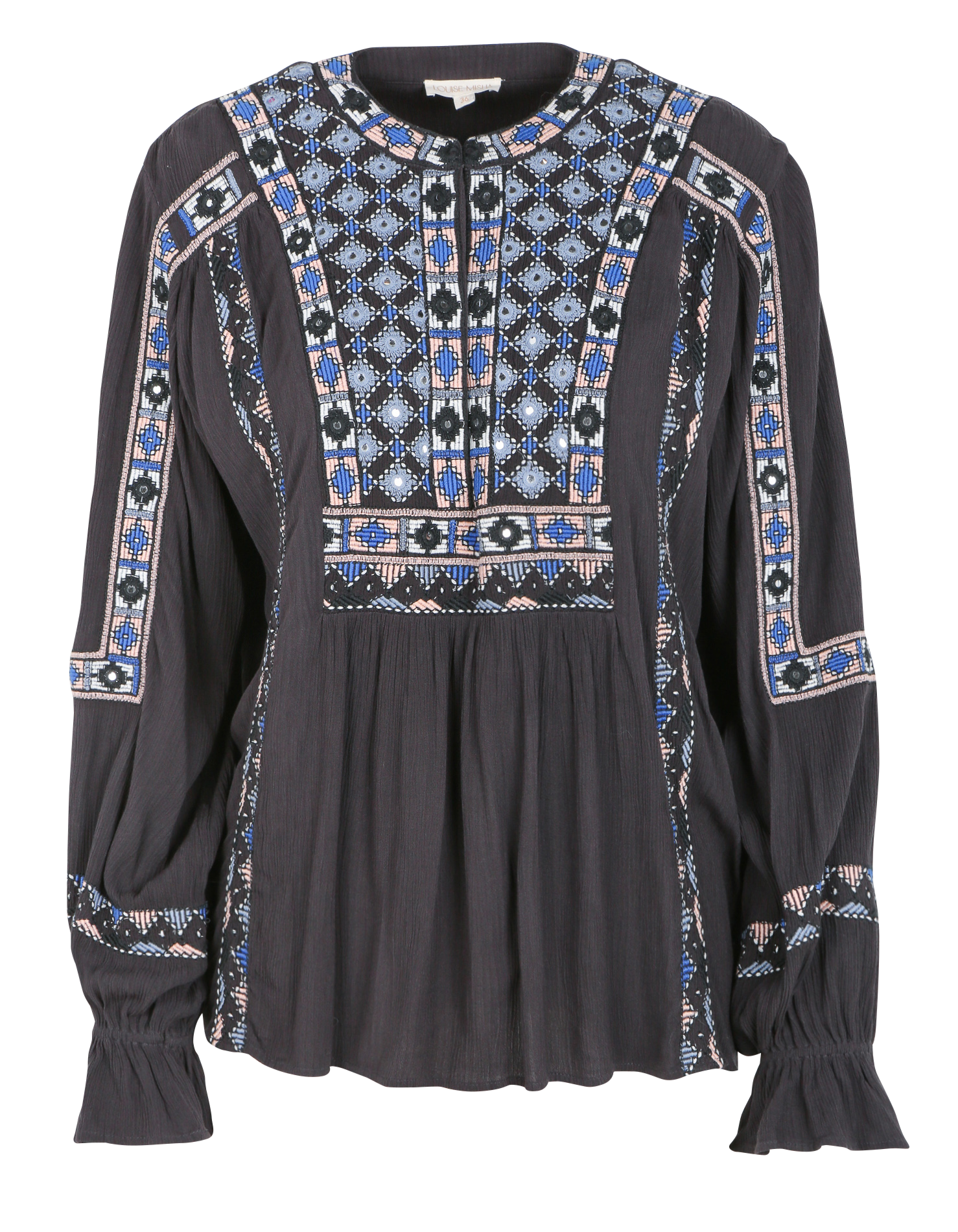 MARIELLA - Blouse ample brodée | Gris