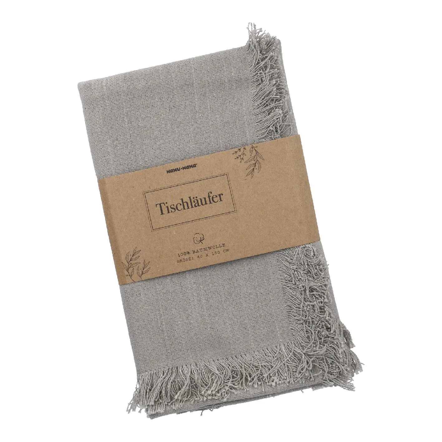 Tischläufer Fransen, taupe, 40 x 150 cm