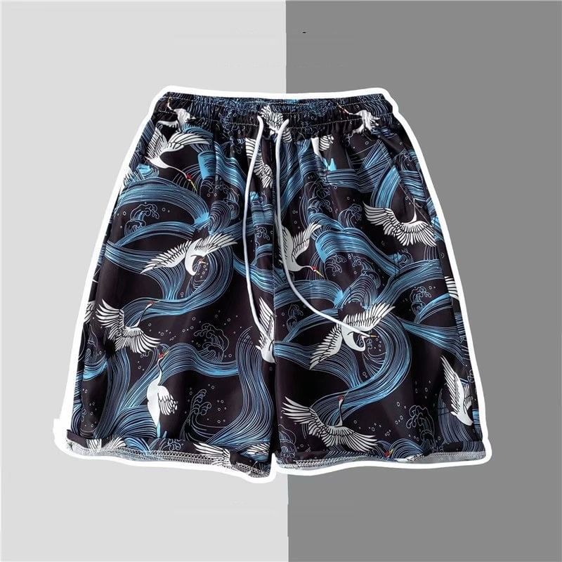 Acrius - Shorts met trekkoord in de taille en tropische print