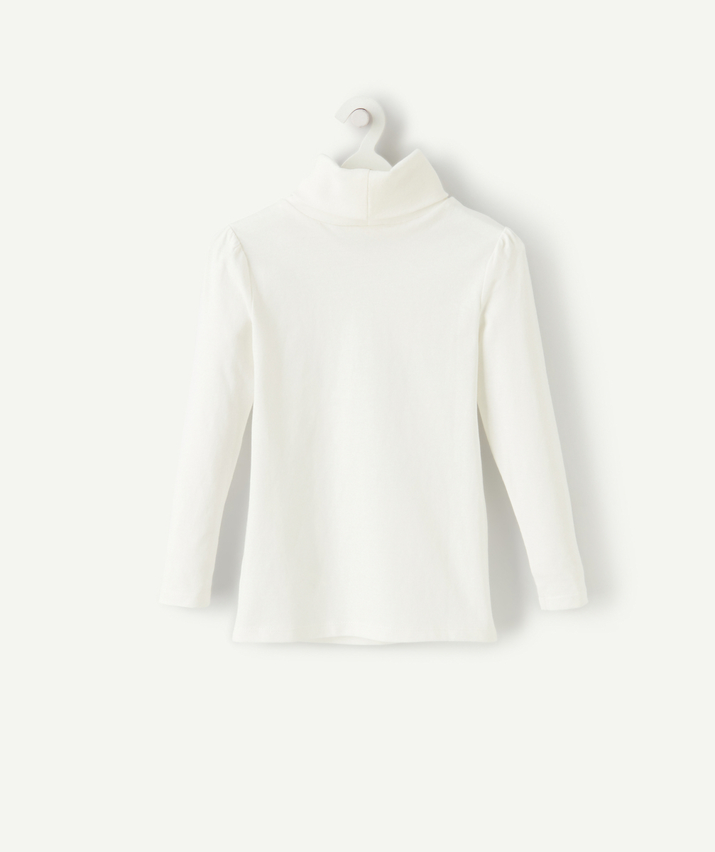 SOUS-PULL FILLE COL ROULÉ BLANC UNI EN COTON