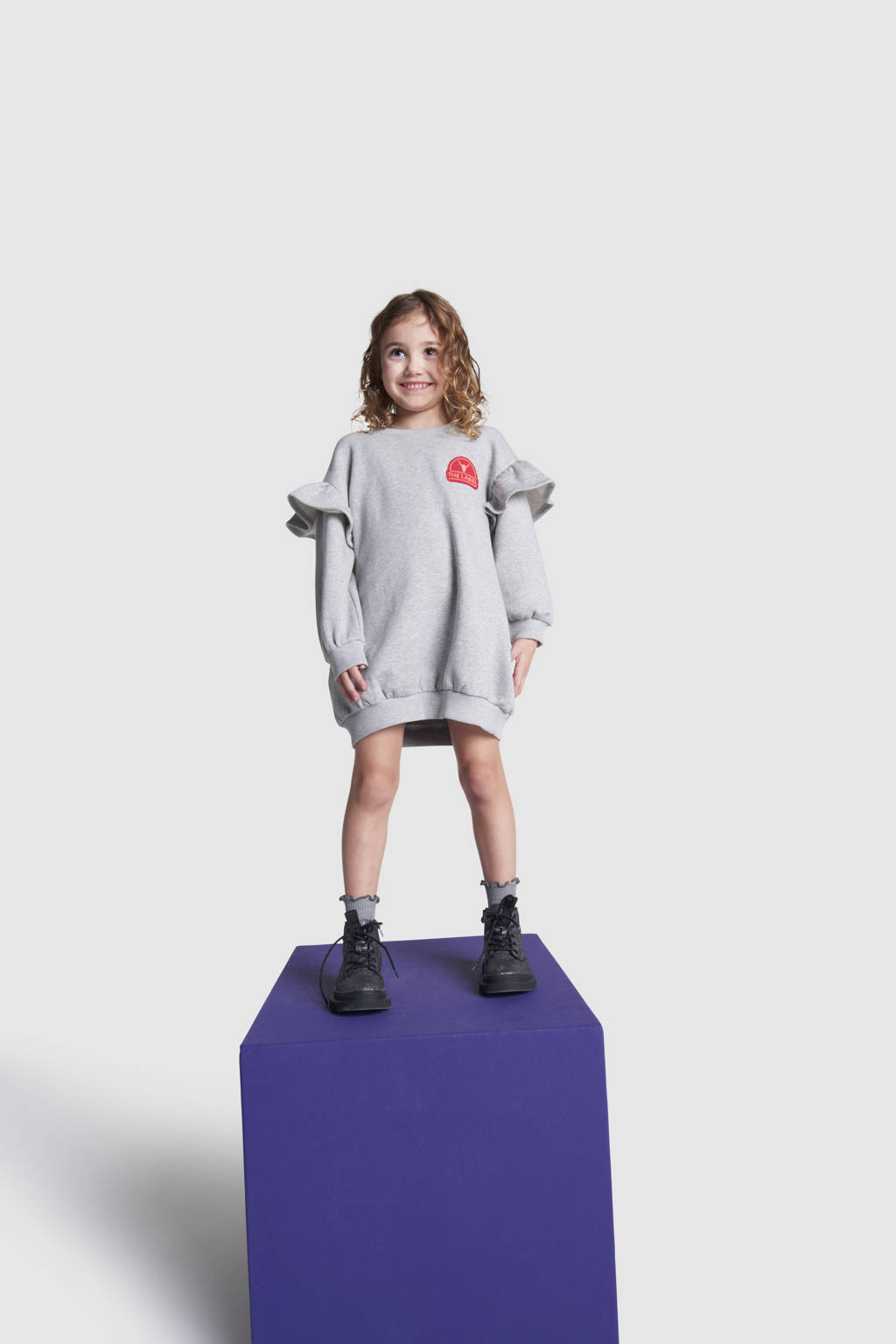 Alix the Label gemêleerde sweatjurk grijs melange