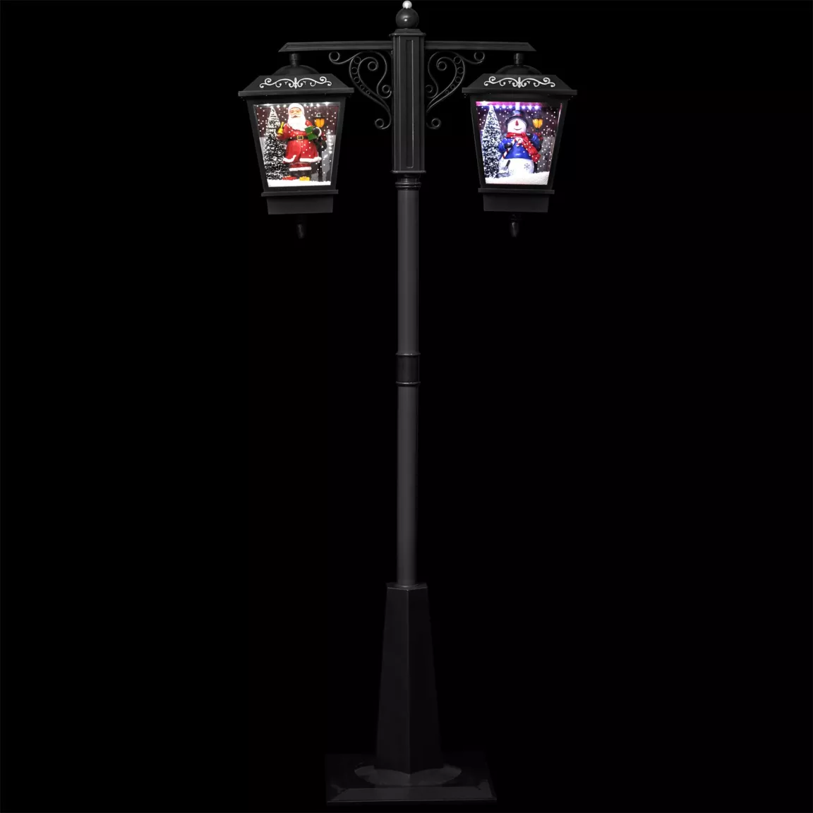 Lampadaire de Noël illuminé (H188 cm) Double Figurine Noir