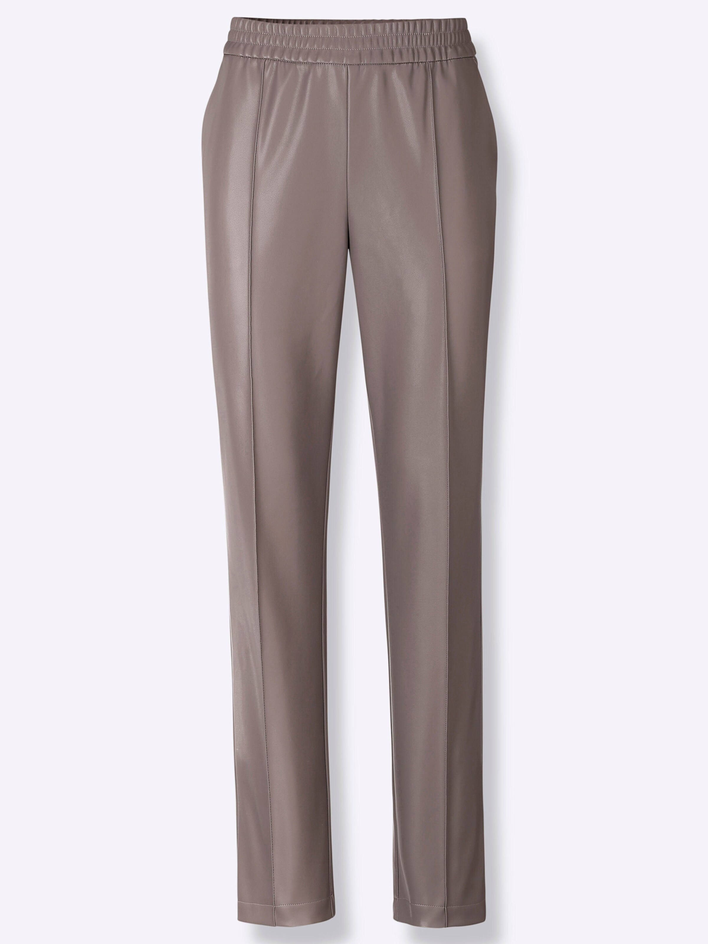 Lederimitat-Hose in dunkeltaupe