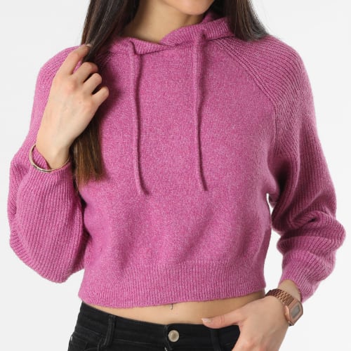 Pull Capuche Crop Femme Brilliant Rose