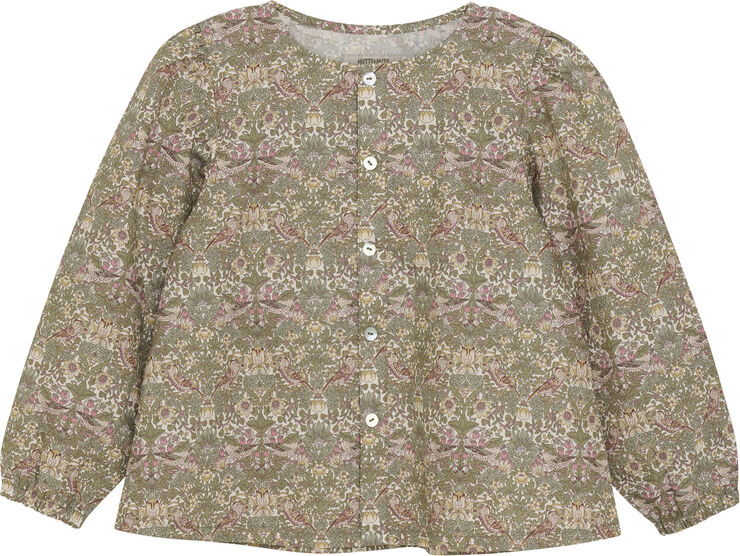 Huttelihut Blouse in Liberty Fabric Deep lichen green