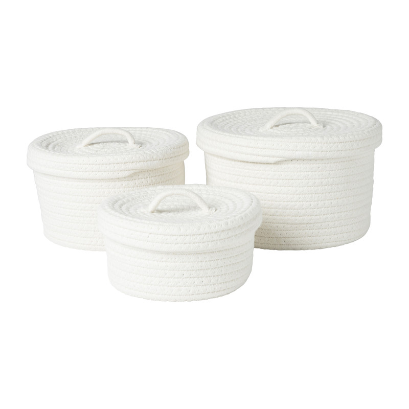 Mand met deksel Julia - wit - ø22x13 cm