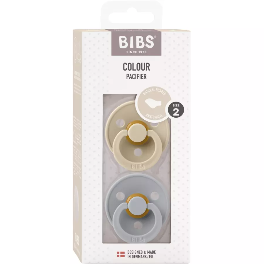 BIBS® Schnuller Colour Anatomischer Sauger Cloud & Vanilla 6-18 Monate, 2 Stk.