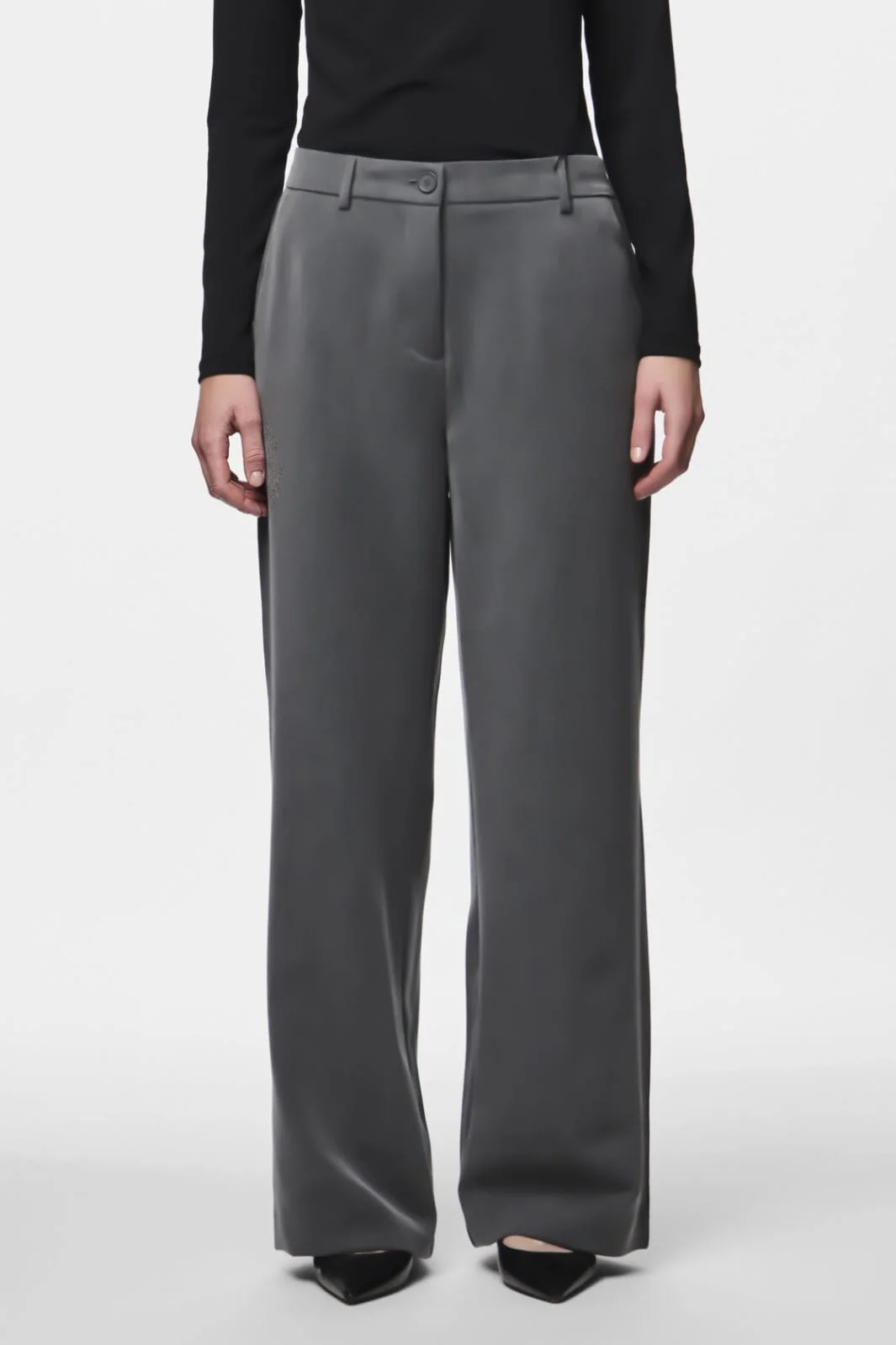 Pieces Pckamil Wide Pant 4673961 dark grey melange