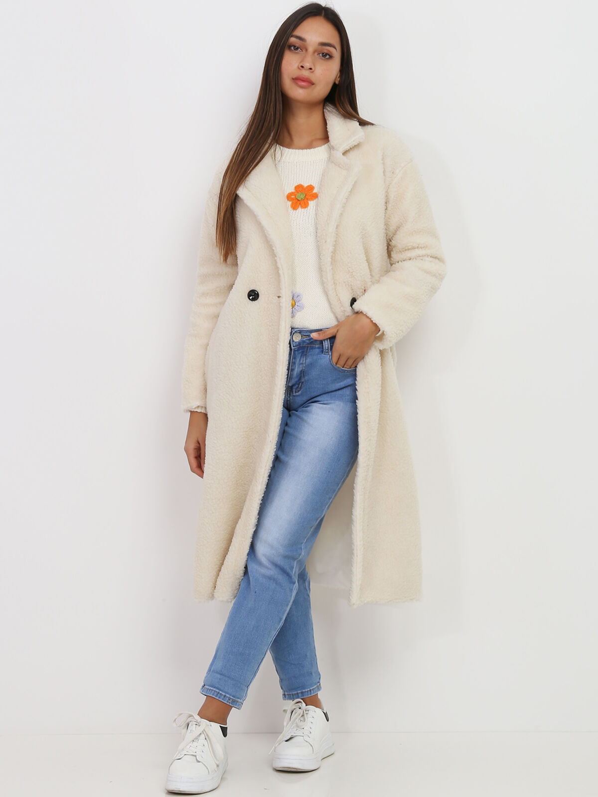 Manteau moutonné- Beige