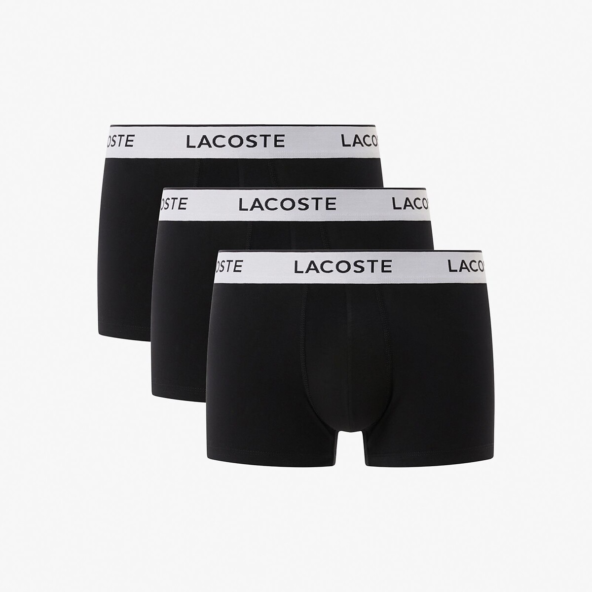 LACOSTE<br>Conjunto de 3 cuecas boxer lisas, algodão elástico