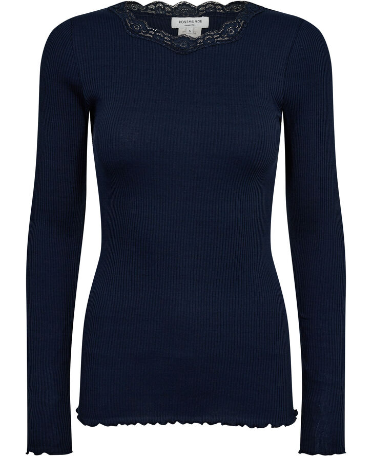 Rosemunde Organic t-shirt w/ lace Blå