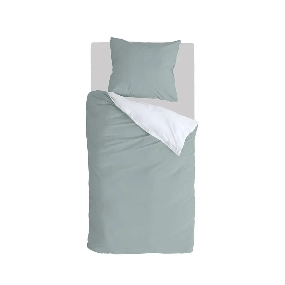 Byrklund - Dekbedovertrek Side Way - 140x220 cm - Jade / Wit