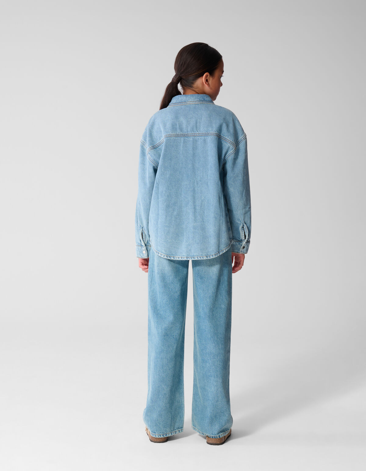 Heart Print Wide Leg Fit Jeans Blauw