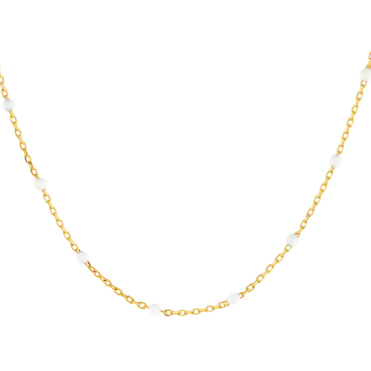 Collier plaqué or résine blanche 45 cm