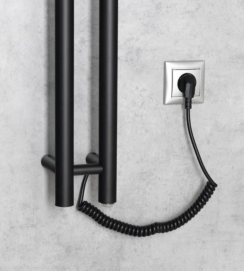 Sapho Papinado elektrische handdoekradiator 10.9x120cm zwart mat 40W