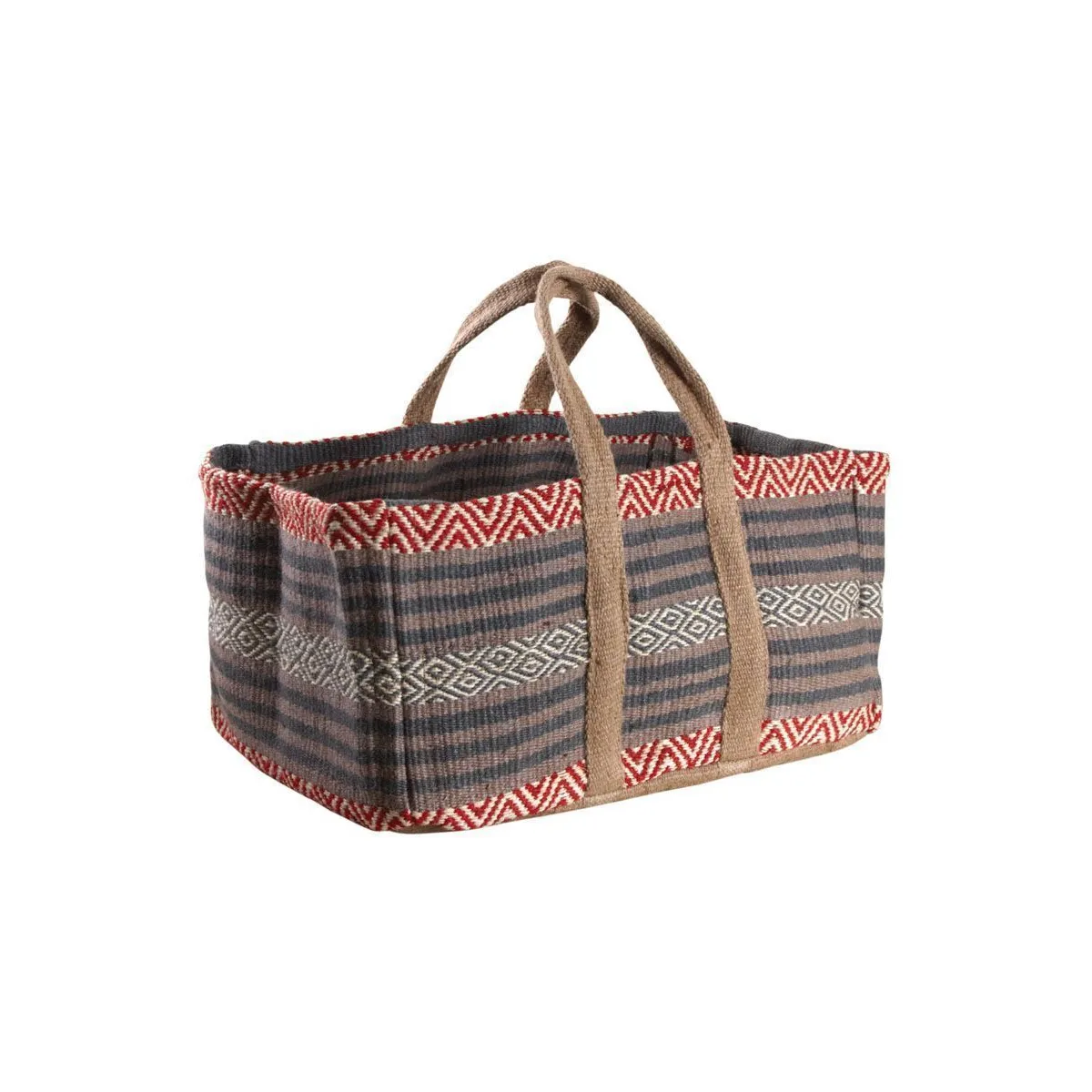 Aubry Gaspard Sac à bûches - Taupe/Rouge