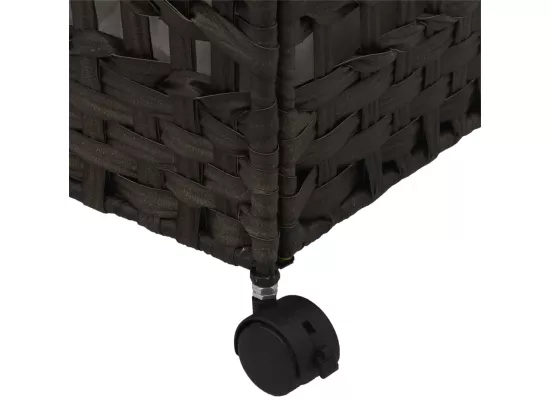 Panier à linge avec roulettes marron foncé 66x35x60