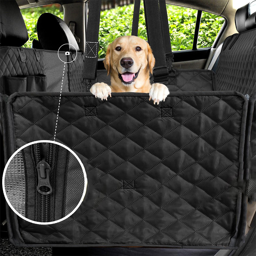 (205x149cm) Auto Rücksitz Hundedecke Wasserfeste Abdeckung mit Reissverschluss   Sichtfenster - Schwarz