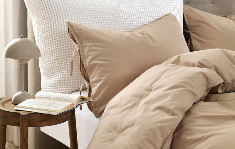 Plain cotton bomullsengesett 140x200 beige