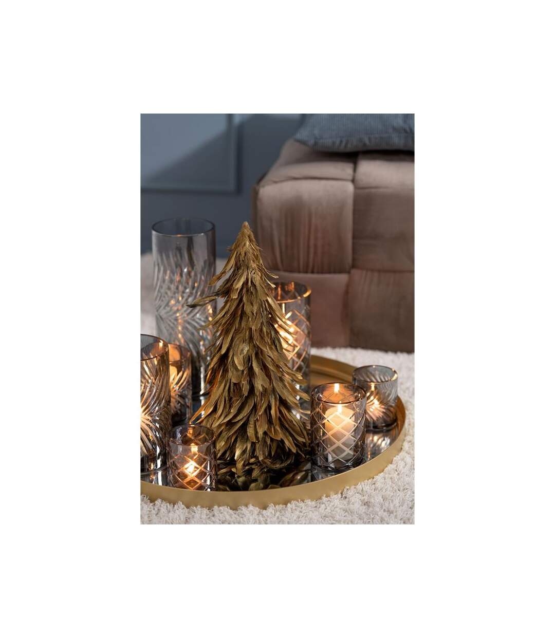 Paris Prix - Statuette Cône plumes Déco 40cm Or